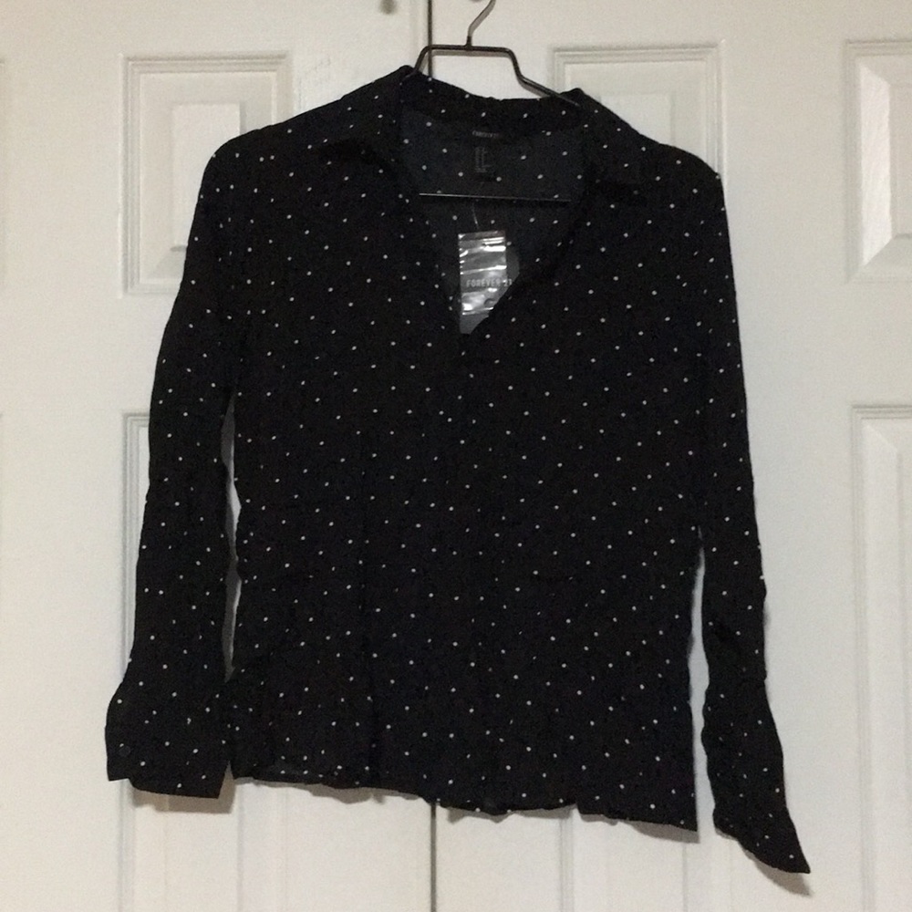 Polka dot collared shirt